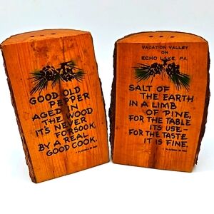 Vintage wood salt & pepper shakers - Vacation Valley Echo Lake PA